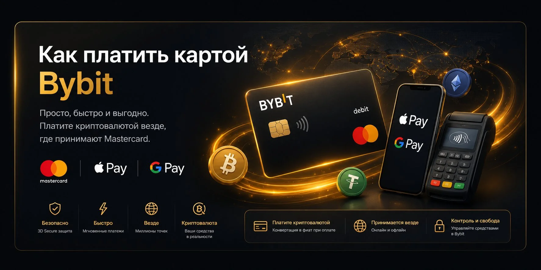 Как платить картой Bybit — Apple Pay Google Pay терминал